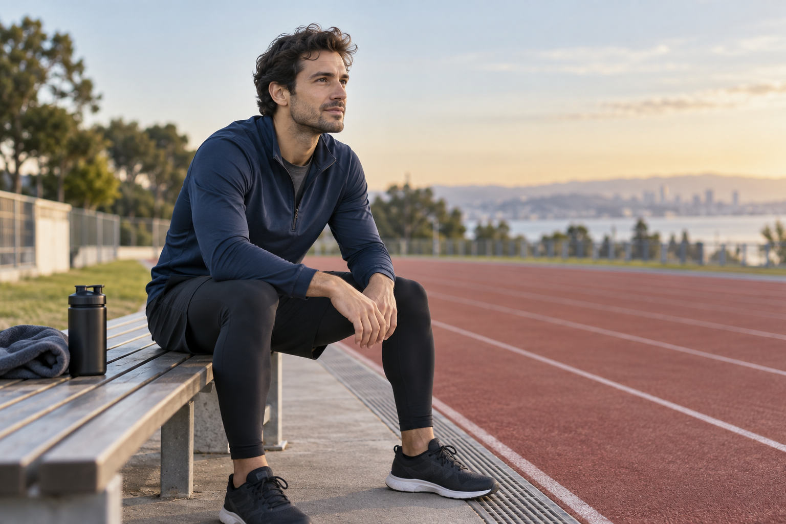 Müsabaka öncesinde pist kenarında sakin bir an geçiren sporcu; temsili görsel